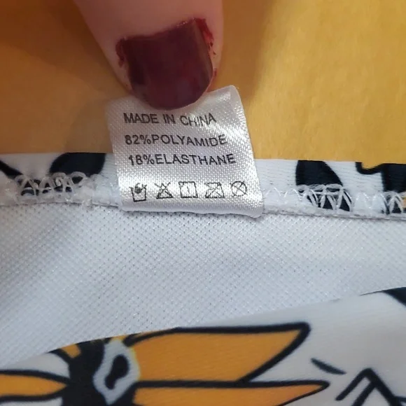 High-waisted swimsuit bottoms, Medium white with gray & yellow accents 💛 - Picture 6 of 7